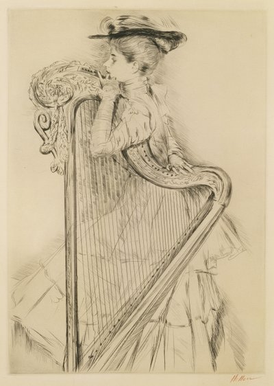 Mujer con arpa de Paul Cesar Helleu