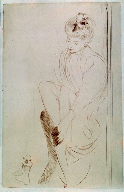 Joven mujer dibujando a la sanguina de Paul Cesar Helleu