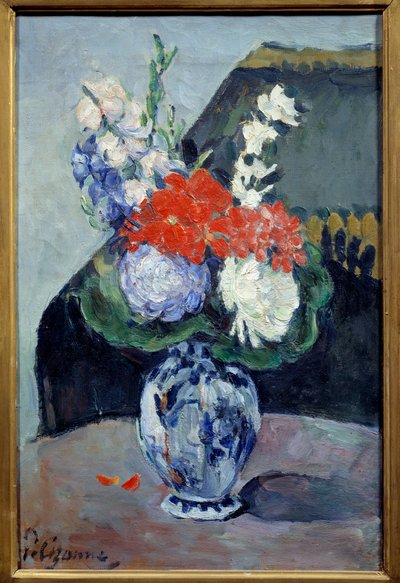 Ramo con pequeño delft de Paul Cézanne