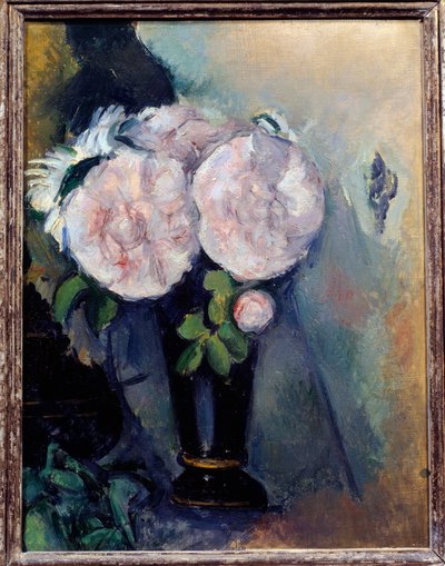 Flores en un jarrón azul de Paul Cézanne