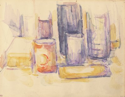 Mesa de Cocina: Ollas y Botellas de Paul Cézanne