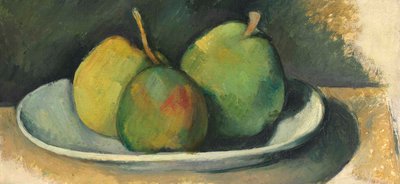 Peras en un plato blanco de Paul Cézanne