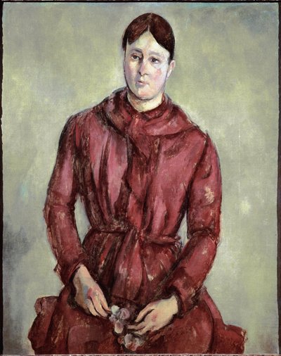 Retrato de Madame Cézanne con vestido rojo de Paul Cézanne