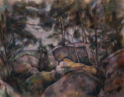 Rocas en el bosque de Paul Cézanne