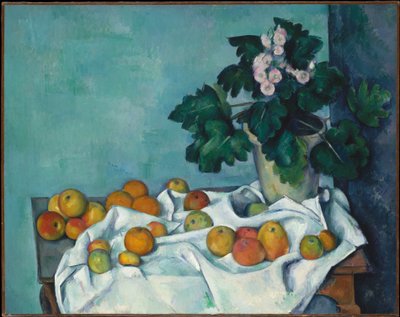 Bodegón con manzanas y una maceta de prímulas de Paul Cézanne
