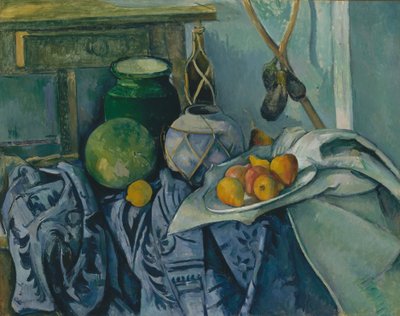 Naturaleza Muerta con Jarra de Jengibre y Berenjena de Paul Cézanne