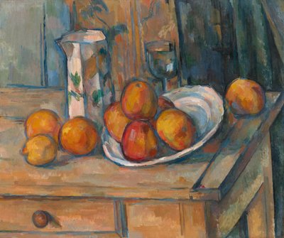 Naturaleza Muerta con Jarra de Leche y Fruta de Paul Cézanne