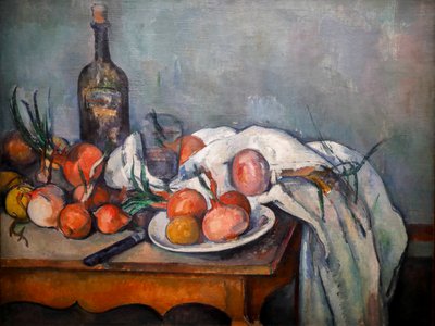 Bodegón con cebollas 1896-1898 (Óleo sobre lienzo) de Paul Cézanne
