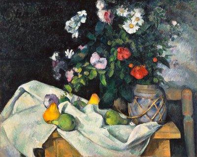 Bodegón con flores y frutas de Paul Cézanne