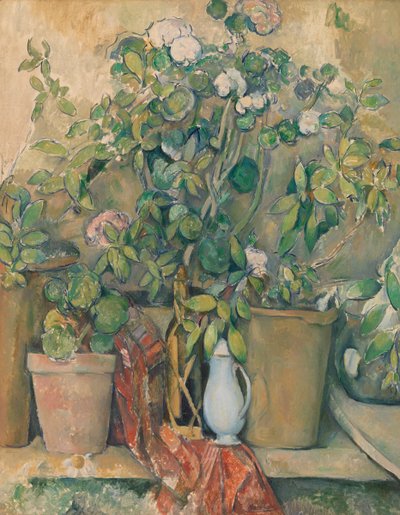 Macetas de terracota y flores de Paul Cézanne