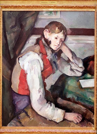 El niño del chaleco rojo de Paul Cézanne
