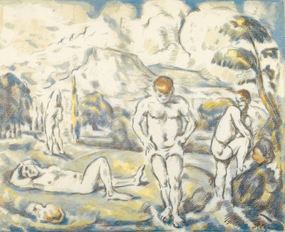 Los bañistas (gran placa) de Paul Cézanne