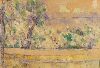 Vista Tomada en el estudio de Lauves (acuarela sobre lápiz sobre papel) de Paul Cézanne