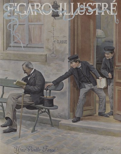 Una Vieja Broma. Portada de Le Figaro Illustré, octubre de 1896 de Paul Charles Chocarne Moreau