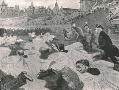 Con prisa por ver al Rey y la Reina salir de la Abadía, 1902 de Paul Charles Renouard