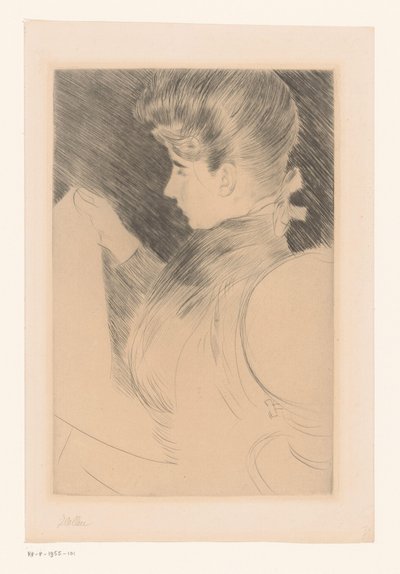 Retrato de una mujer desconocida leyendo de Paul César Helleu (signed by artist)