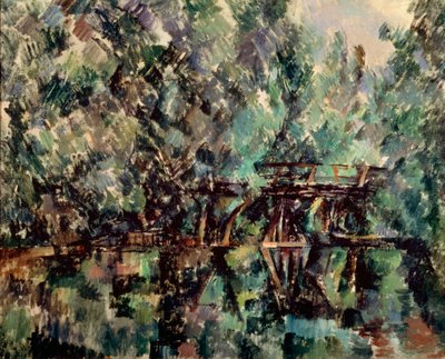 Un puente sobre un estanque de Paul Cézanne