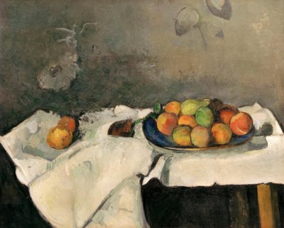 Plato de melocotones de Paul Cézanne