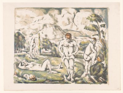 Bañistas en un paisaje de colinas
Les Grands Baigneurs
Baigneurs au reposer de Paul Cézanne
