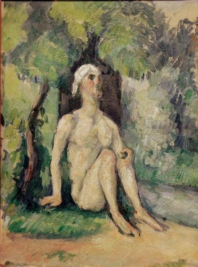 Bañista sentado al borde del agua de Paul Cézanne