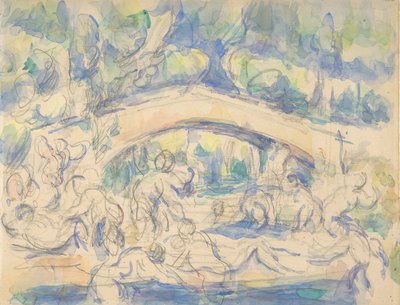 Bañistas bajo un puente (recto), 1900-06 de Paul Cézanne