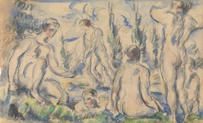 Bañistas (recto), Paisaje (verso), ca. 1888 de Paul Cézanne