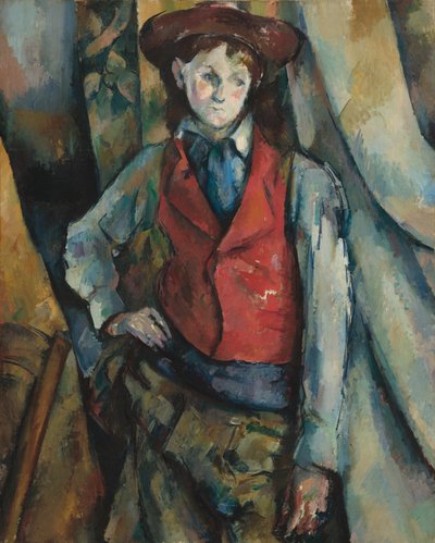 Niño con chaleco rojo de Paul Cézanne