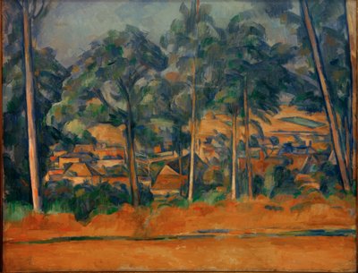 Pueblo detrás de árboles de Paul Cézanne