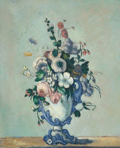 Flores en un Jarrón Rococó de Paul Cézanne