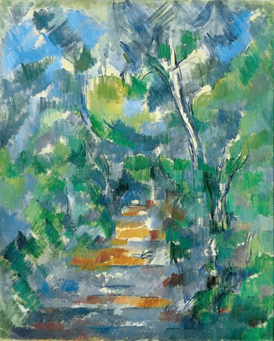 Escena del bosque (Camino de Mas Jolie al Château noir) de Paul Cézanne