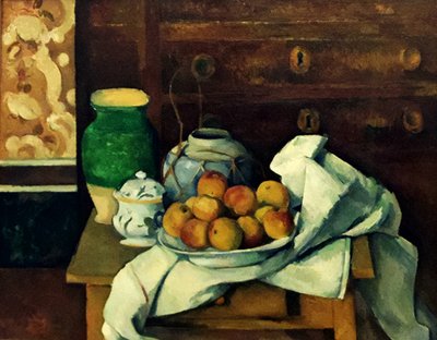 En francés:  Nature morte à la commode Naturaleza muerta con tocador de Paul Cézanne
