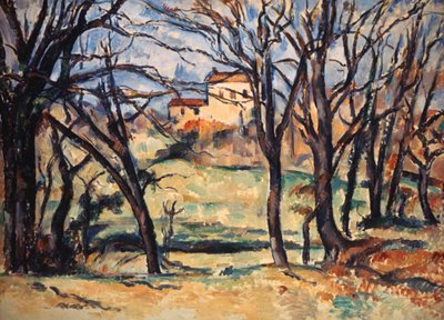 Casa detrás de Árboles en el Camino a Tholonet, c1885 de Paul Cézanne