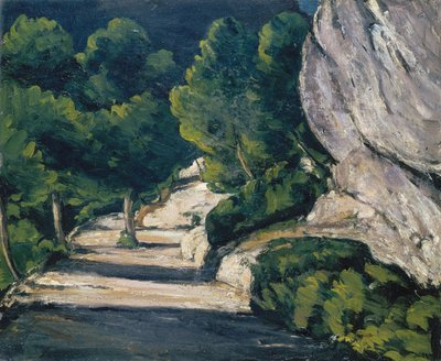 Paisaje. Camino con árboles en las Montañas Rocosas de Paul Cézanne