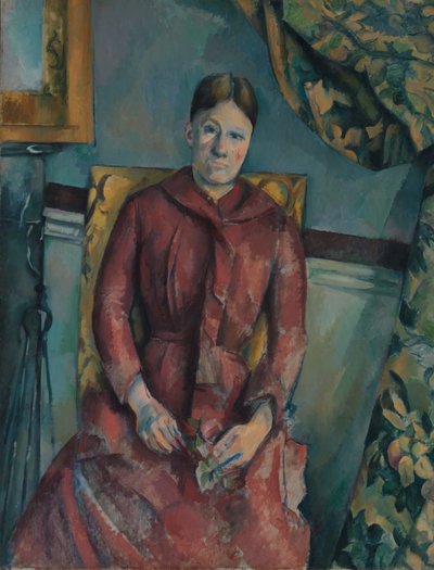 Madame Cézanne Hortense Fiquet en un vestido rojo de Paul Cézanne