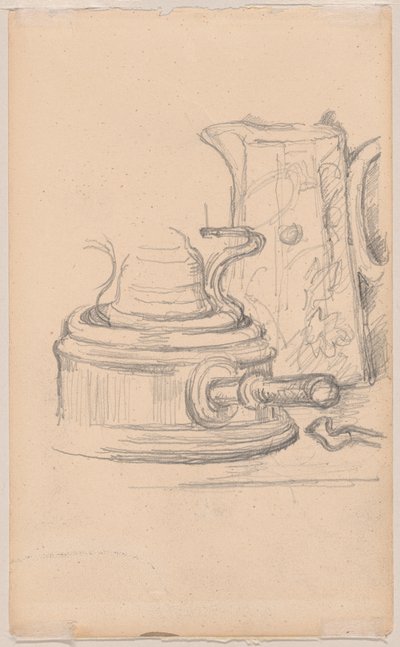 Jarra de leche y estufa de alcohol de Paul Cézanne
