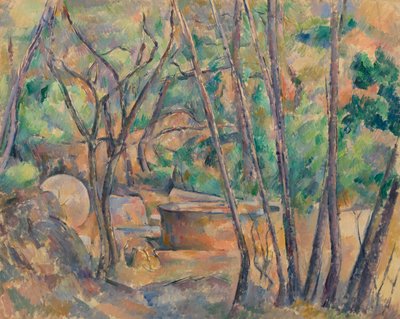 Millstone y Cisterna bajo los árboles de Paul Cézanne