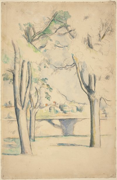 Mont Sainte-Victoire vista más allá del muro de Jas de Bouffan de Paul Cézanne