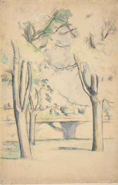 Mont Sainte-Victoire vista más allá del muro del Jas de Bouffan, c. 1885-1888 de Paul Cézanne