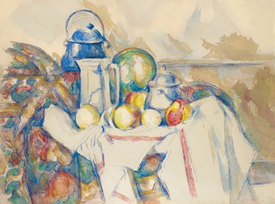 Naturaleza muerta con jarra de leche, melón y azucarero, 1900-1906 de Paul Cézanne