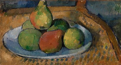 Plato de frutas en una silla de Paul Cézanne