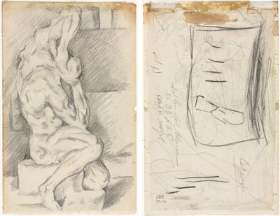 Boceto de Escultura Anatómica (recto) Boceto de Madame Cézanne (verso) de Paul Cézanne