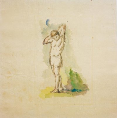 Bañista de pie con los brazos cruzados en la nuca de Paul Cézanne