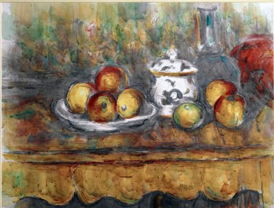 Naturaleza muerta con una botella azul de Paul Cézanne