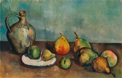 Naturaleza muerta, jarra y fruta de Paul Cézanne