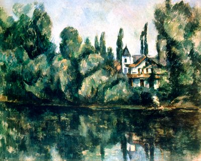 Las Orillas del Marne, Villa en la Orilla de un Río de Paul Cézanne