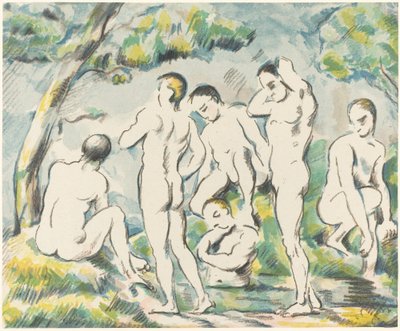 Los bañistas (Placa pequeña) de Paul Cézanne