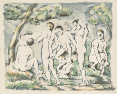 Los bañistas (pequeña placa) de Paul Cézanne