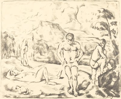 Los bañistas, gran placa, 1896-1897 de Paul Cézanne