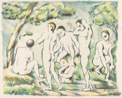 Los bañistas, placa pequeña, 1897 de Paul Cézanne