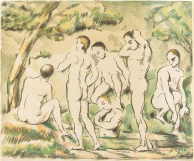 Los bañistas, placa pequeña, 1897 de Paul Cézanne